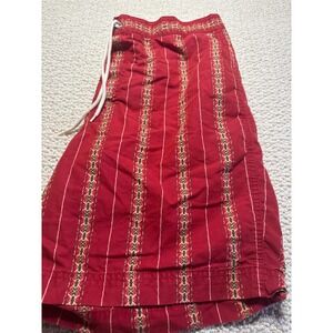 Polo Sport Ralph Lauren Red Geometric Stripe Swim Trunks Mens Medium Vintage